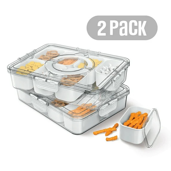 Cook With Color 2-Pack 8-Compartment Snackle Box, Charcuterie and Snack Container, Divided Servin... | Walmart (US)