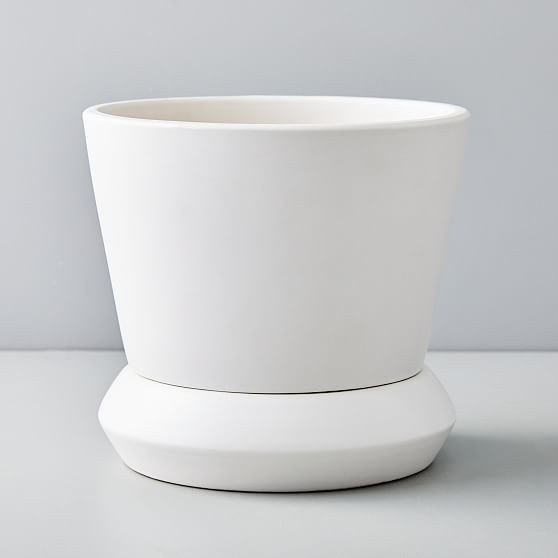 Totem Tabletop Planters, White Leather, Large | West Elm (US)