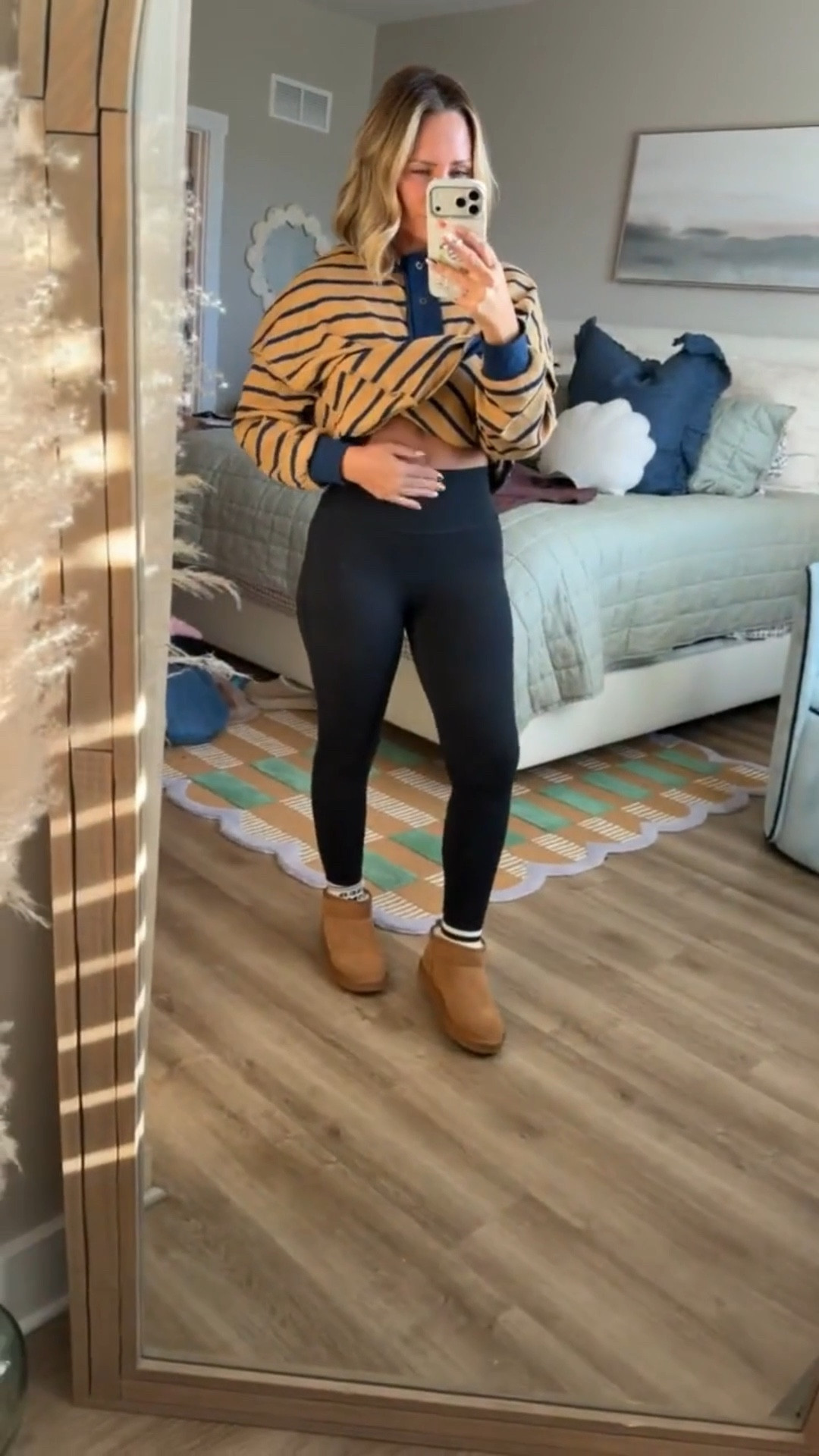 The kind of outfit you wear once and immediately order in another color. Stripes forever. 🤎✨

women’s fashion, black leggings, stripped shirt, trendy casual outfit, cozy casual ootd, cozy style, petite friendly

#LTKootd #LTKPetite #LTKSeasonal