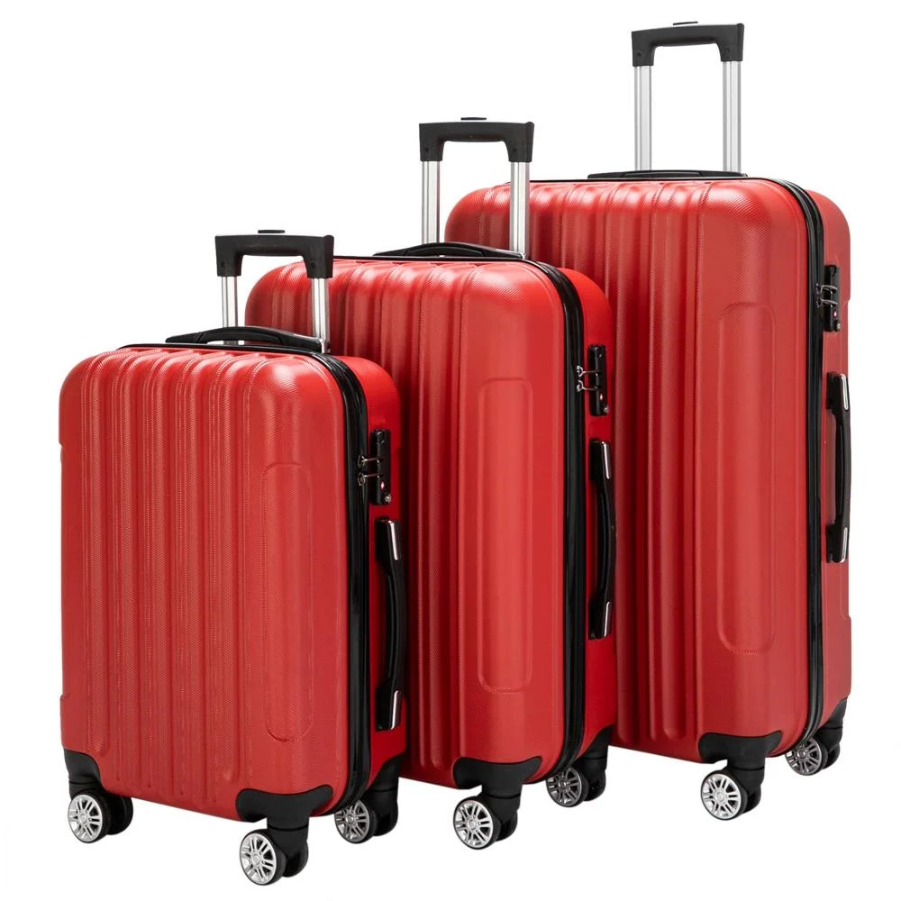 Zimtown 3 Piece Nested Spinner Suitcase Luggage Set With TSA Lock Red | Walmart (US)