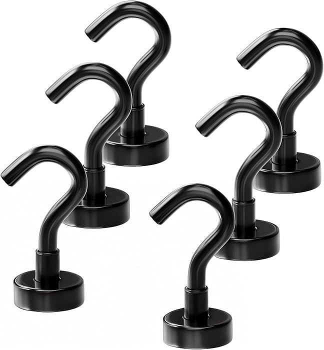 X-bet MAGNET Magnetic Hooks 27 LBS (Pack of 6 Black) - Heavy Duty Neodymium Hooks for Outdoor & B... | Amazon (US)