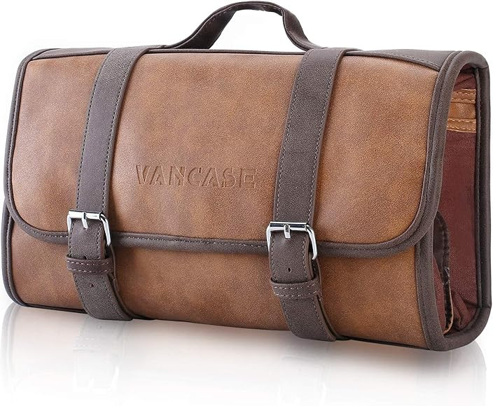 VANCASE Hanging Toiletry Bag for Men Leather Shaving Kit/Bathroom Shower Dopp Bag/Travel Accessor... | Amazon (US)