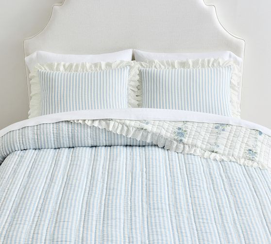 LoveShackFancy Blue Embroidered Quilt | Pottery Barn (US)
