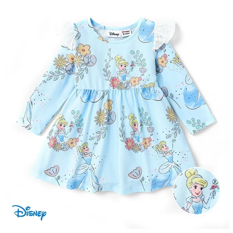 Disney Princess Baby Girl Ruffle Long Sleeve Play Dress Size 3-24M | Walmart (US)
