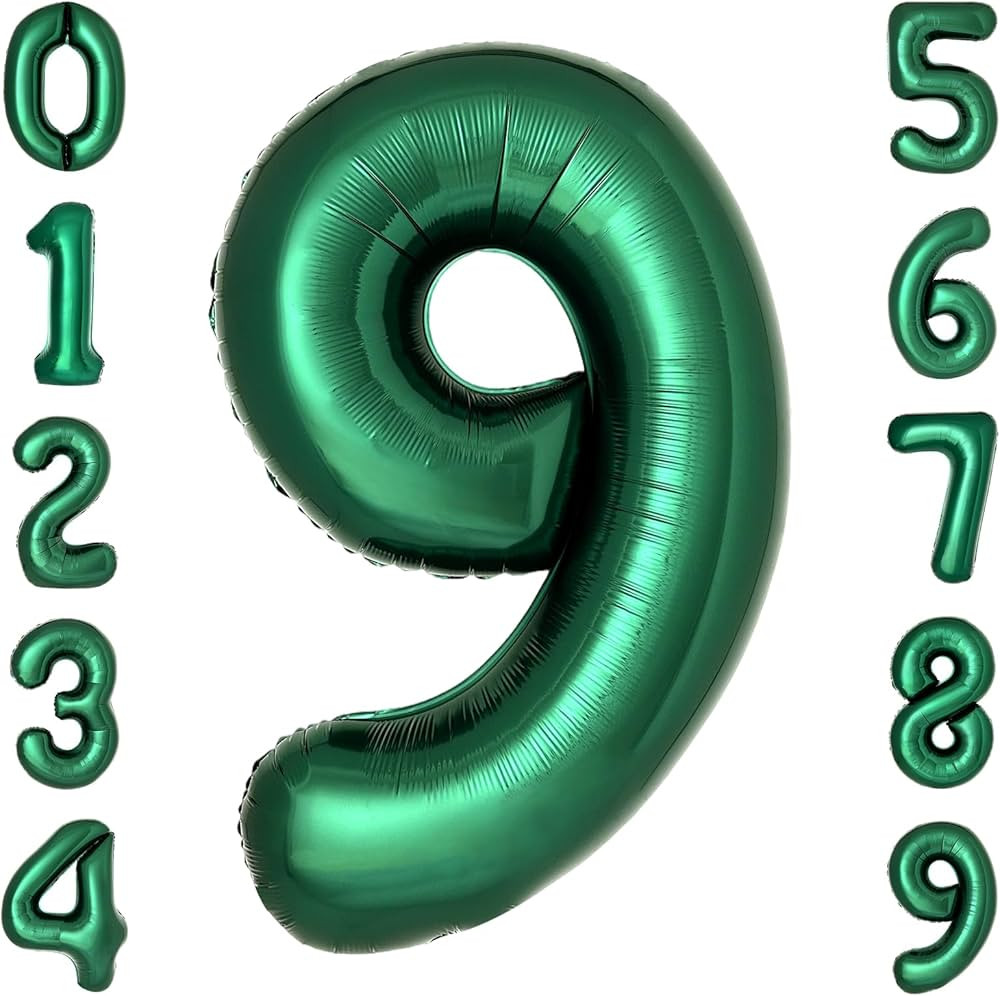Dark Green Number 9 Balloons Large Emerald Green Number Balloons 40 Inch Jungle Safari Birthday P... | Amazon (US)
