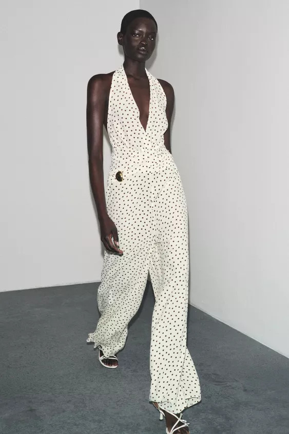 HALTER JUMPSUIT WITH POLKA DOTS | Zara UK