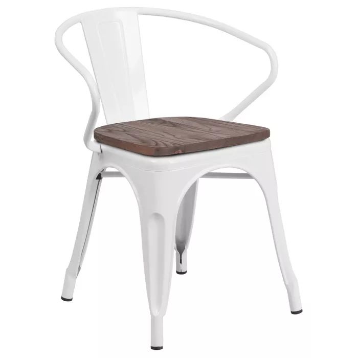 Flash Furniture Metal Chair with Wood Seat and Arms | Target