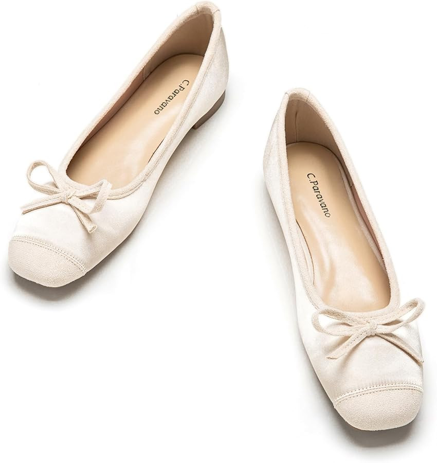 C.Paravano Ballet Flats | Square Toe Shoes | Bow Slip Ons | Ballet Shoes for Women | Dressy Flats... | Amazon (US)