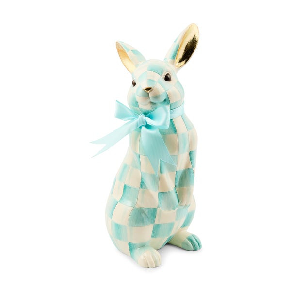MacKenzie-Childs Aqua Check Peter Bunny | MacKenzie-Childs