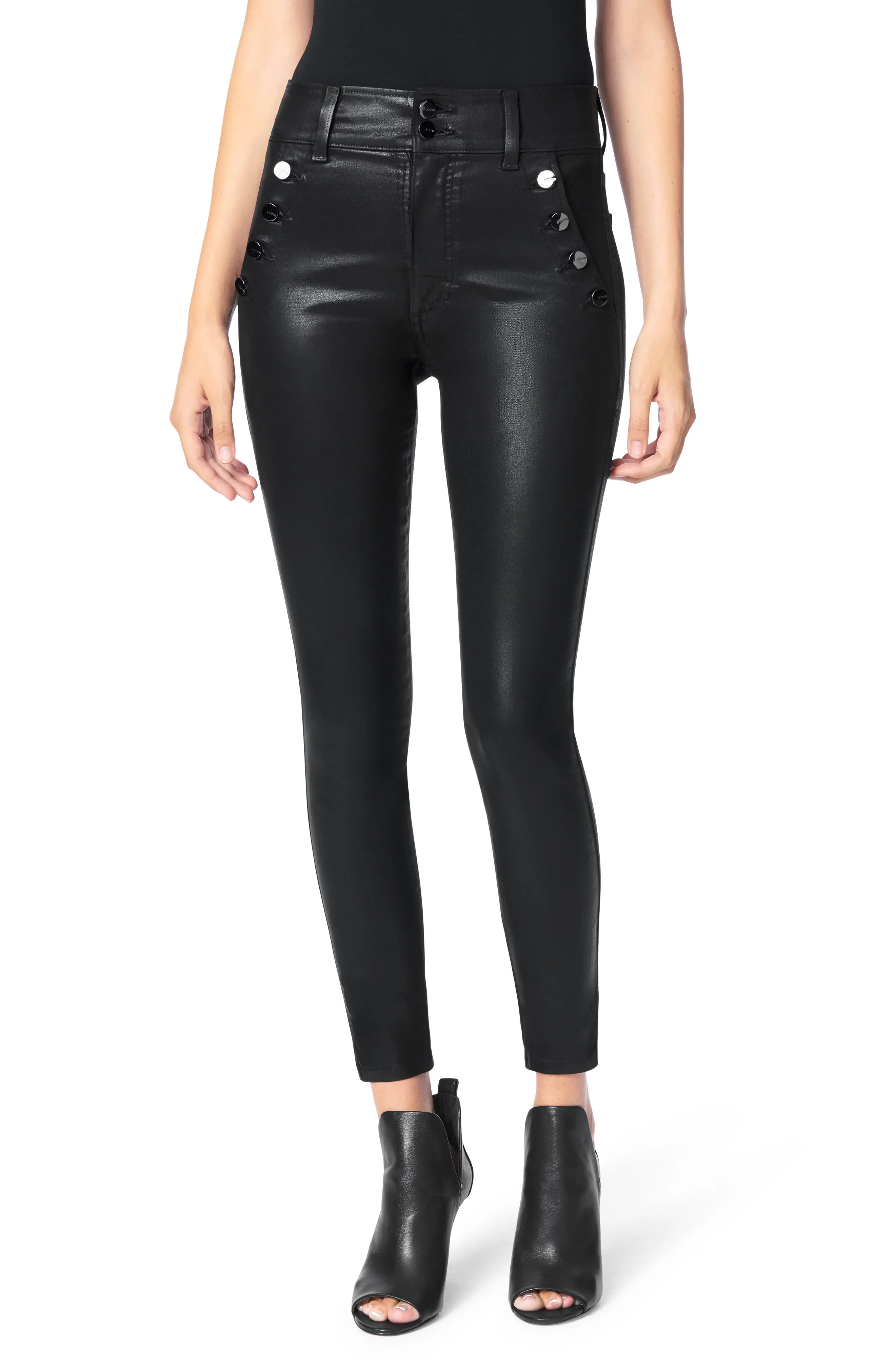 Women's Joe'S The Georgia Coated High Waist Ankle Skinny Jeans, Size 29 - Black | Nordstrom