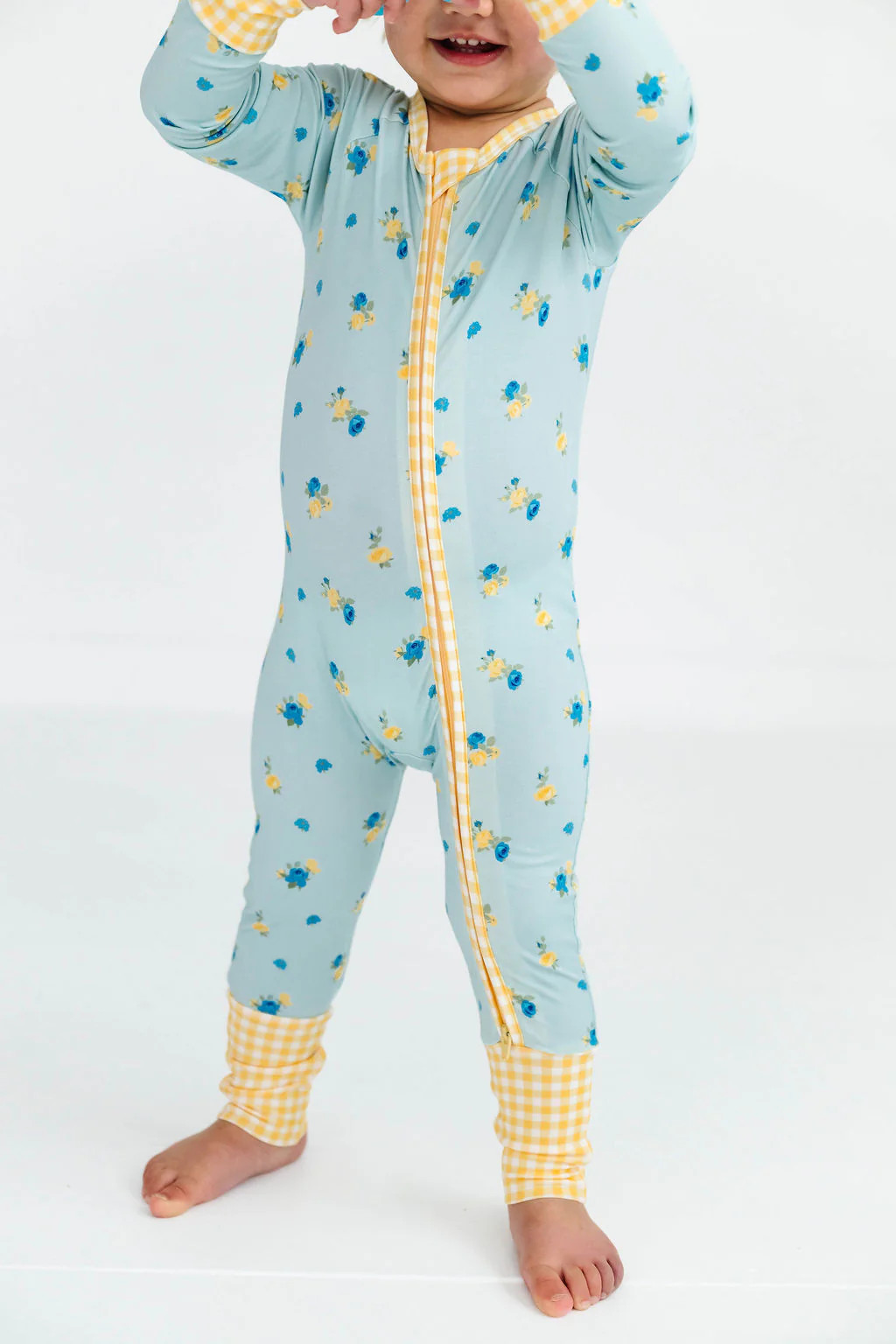 Floral and Gingham Zipper Romper IMJ x Karissa Abbott | In My Jammers