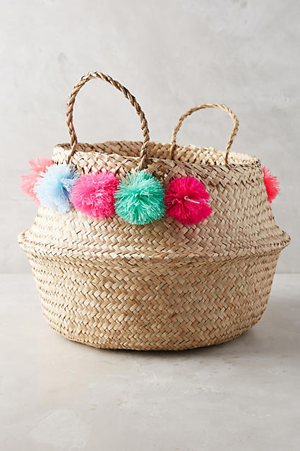 Pom Pom Seagrass Basket | Anthropologie (US)