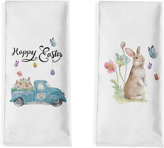 Artoid Mode Happy Easter Bunny Truck Kitchen Dish Towels, 18 x 28 Inch Seasonal Spring Easter Ra... | Amazon (US)