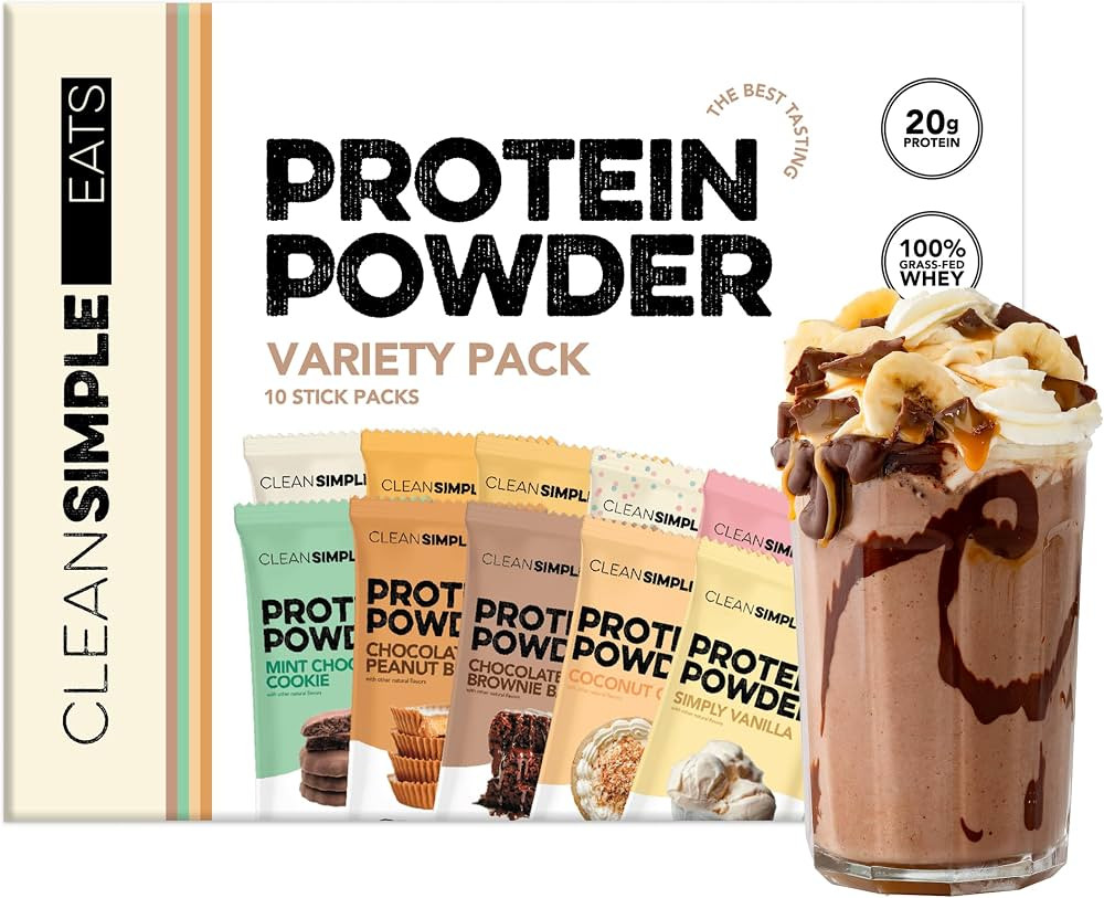 Clean Simple Eats Whey Isolate Protein Powder, Variety Pack, 10 Stick Packs | Amazon (US)