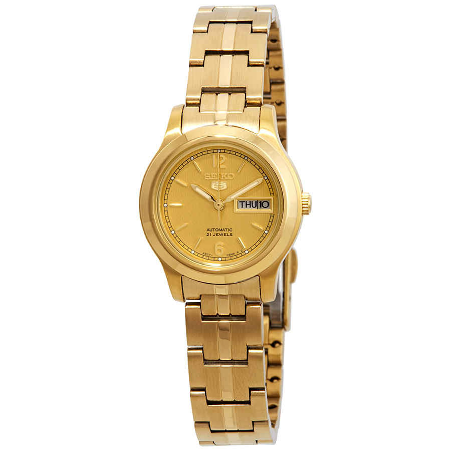 Seiko Series 5 Automatic Gold Dial Gold-tone Ladies Watch SYME02 | Jomashop.com & JomaDeals.com