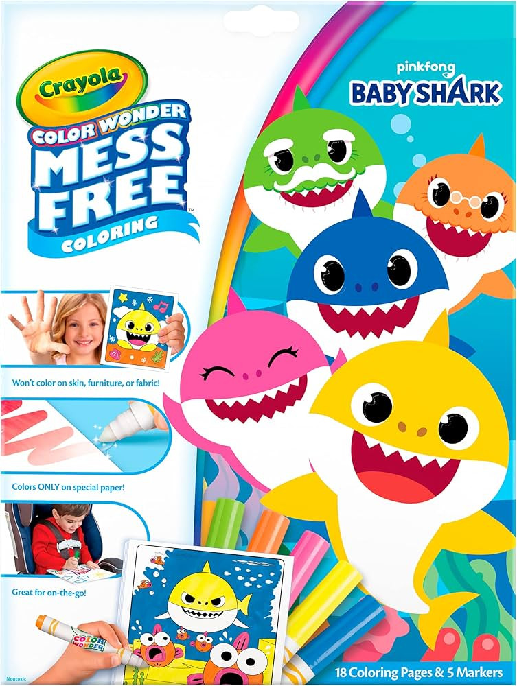 Crayola Baby Shark Color Wonder Pages (18 Pages & 5 Markers), Mess Free Coloring For Toddlers, Gi... | Amazon (US)