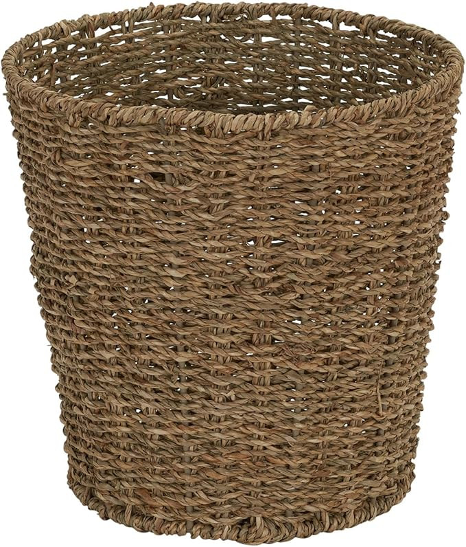 Household Essentials Seagrass Wicker Waste Basket, Handwoven Waste Bin with Metal Frame, Perfect ... | Amazon (US)