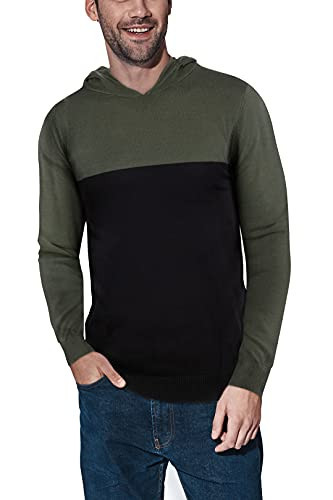 X RAY Mens Hoodies Long Sleeve Sweater for Fall, Color Block Stretch Hooded Pullover Sweatshirts for Men, Olive & Black, Medium | Amazon (US)
