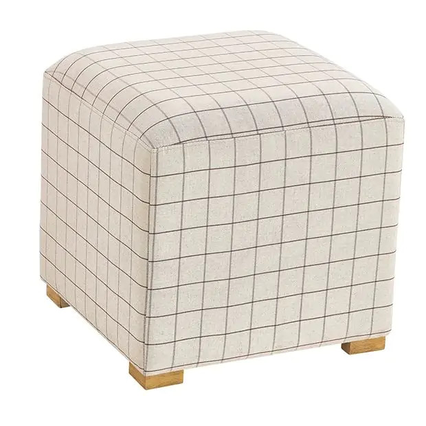 Square Windowpane Plaid Ottoman | Antique Farm House