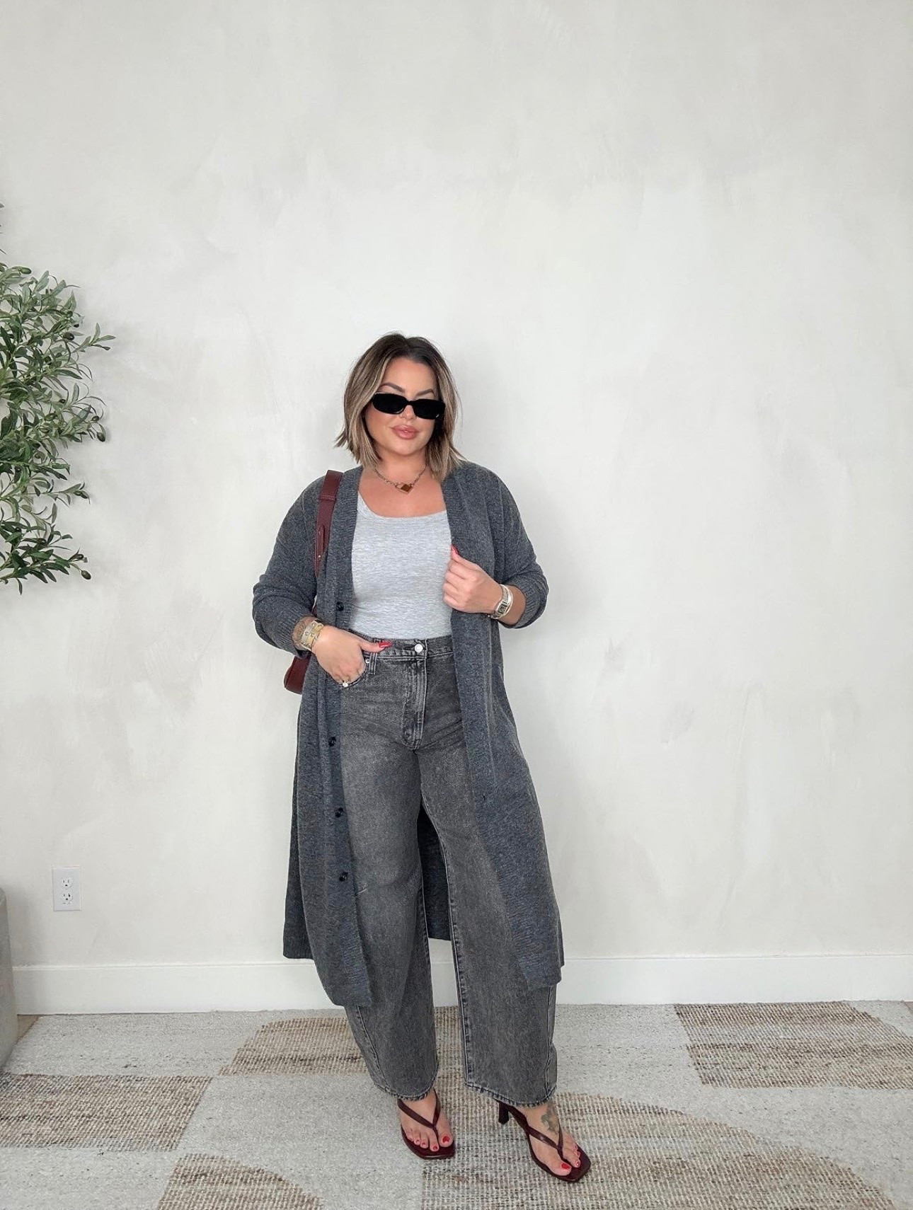 Tank L 
Sweater linked 2 similar this one is old. 
Jeans size up at least one size if not 2 . I am typically a 31 I’m doing a 33 in these for relaxed fit.
