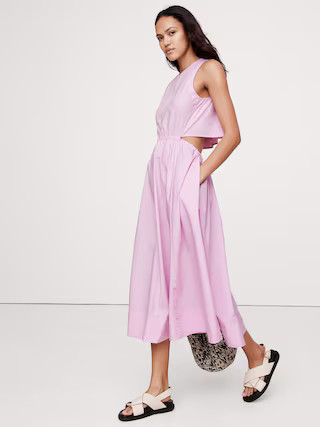 Cotton Poplin Cut-Out Midi Dress | Banana Republic (US)