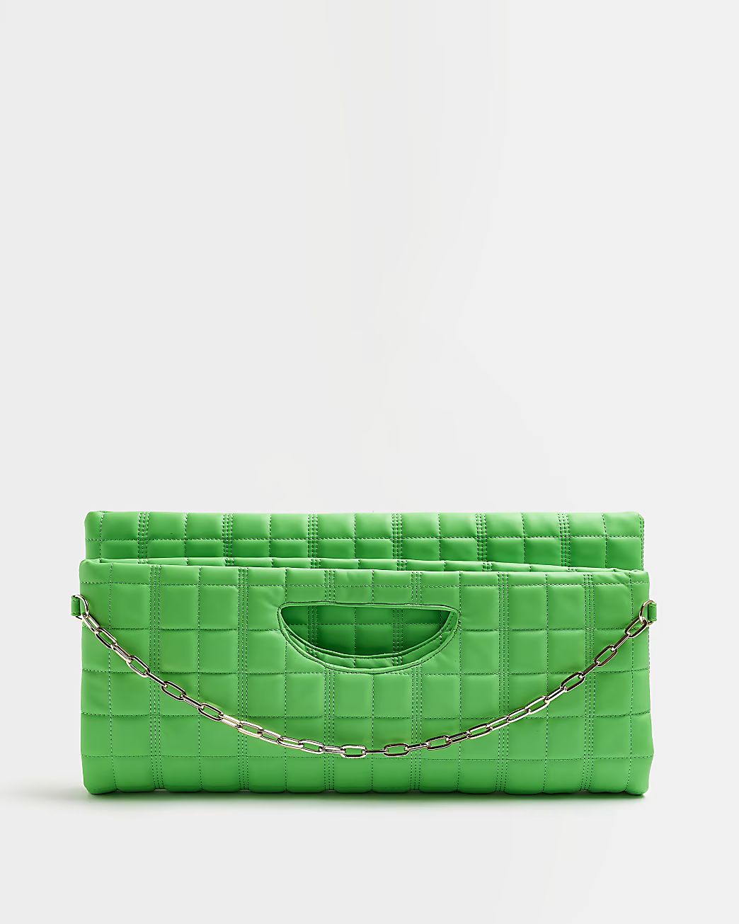 River Island Womens Green quilted clutch bag | River Island (US)