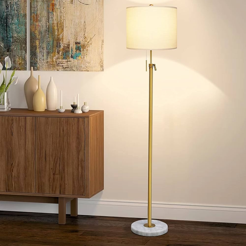 Modern Floor Lamp for Living Room, Adjustable Height Standing Lamp with Marble Base, 3-Way Dimmab... | Amazon (US)