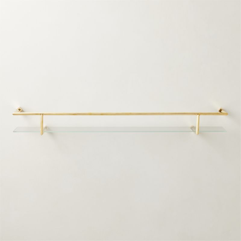 Blaine Modern Polished Unlacquered Brass Wall Shelf with Rail 36" + Reviews | CB2 | CB2