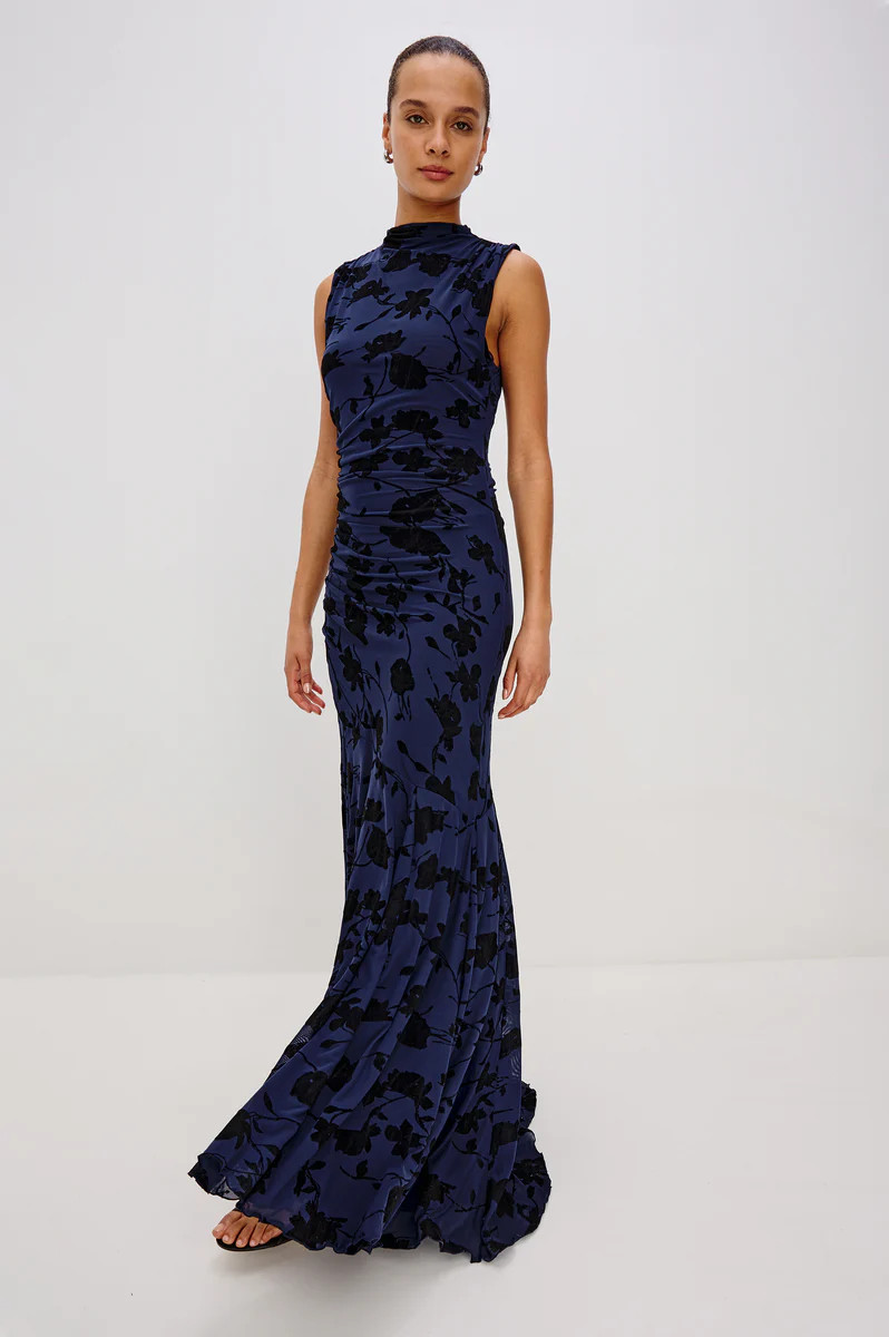 COSMOS DRESS - NAVY TOSSED ROSES | Rails