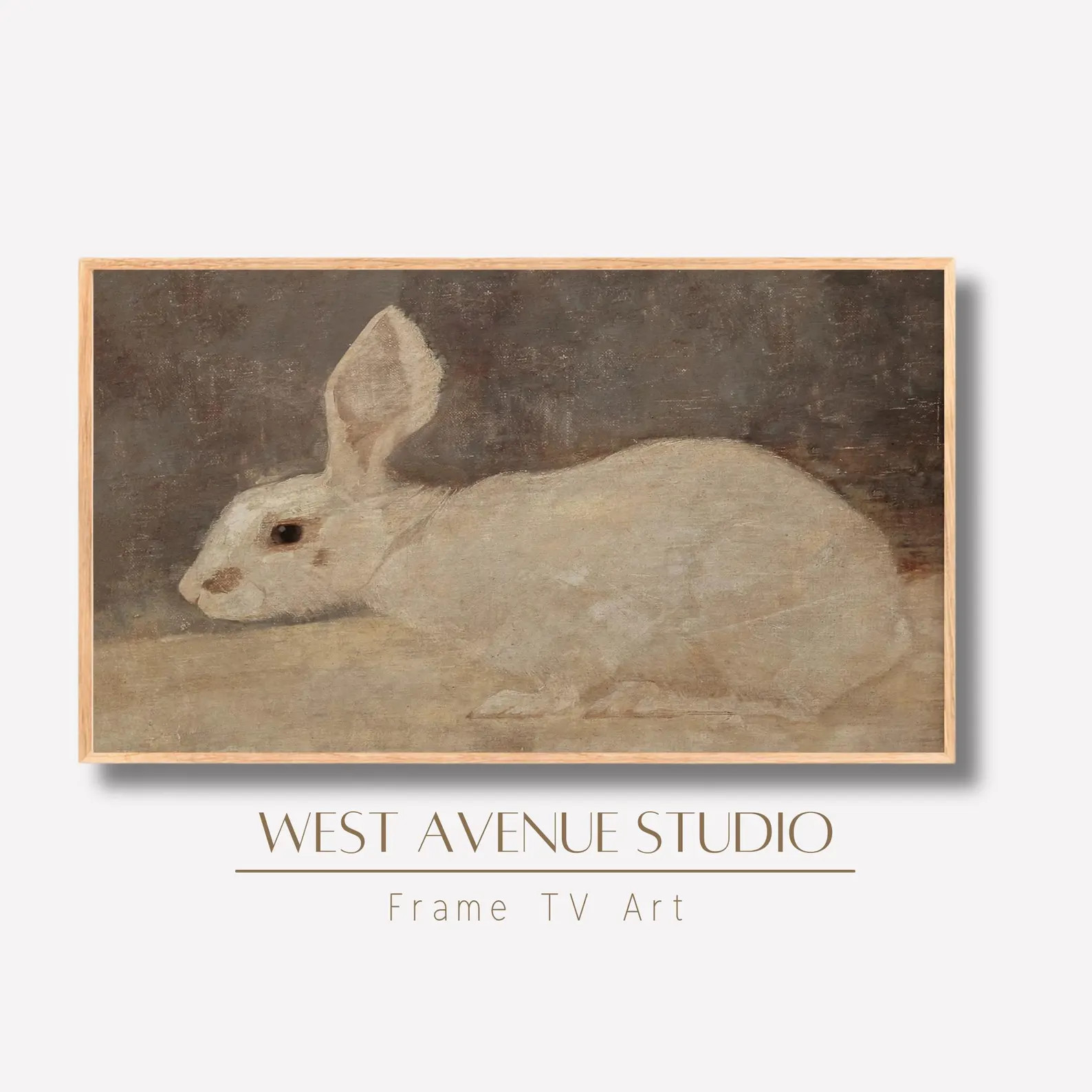 Vintage Easter Rabbit Painting: Farmhouse Samsung Frame TV Art (Digital Download) | Etsy (US)