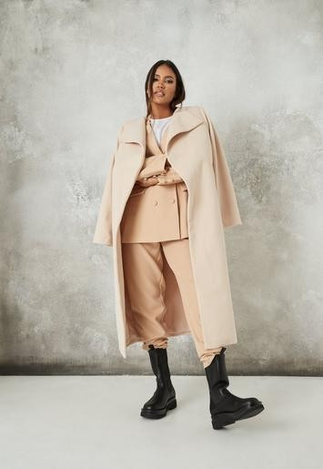 Missguided - Tall Tan Belted Formal Coat | Missguided (US & CA)