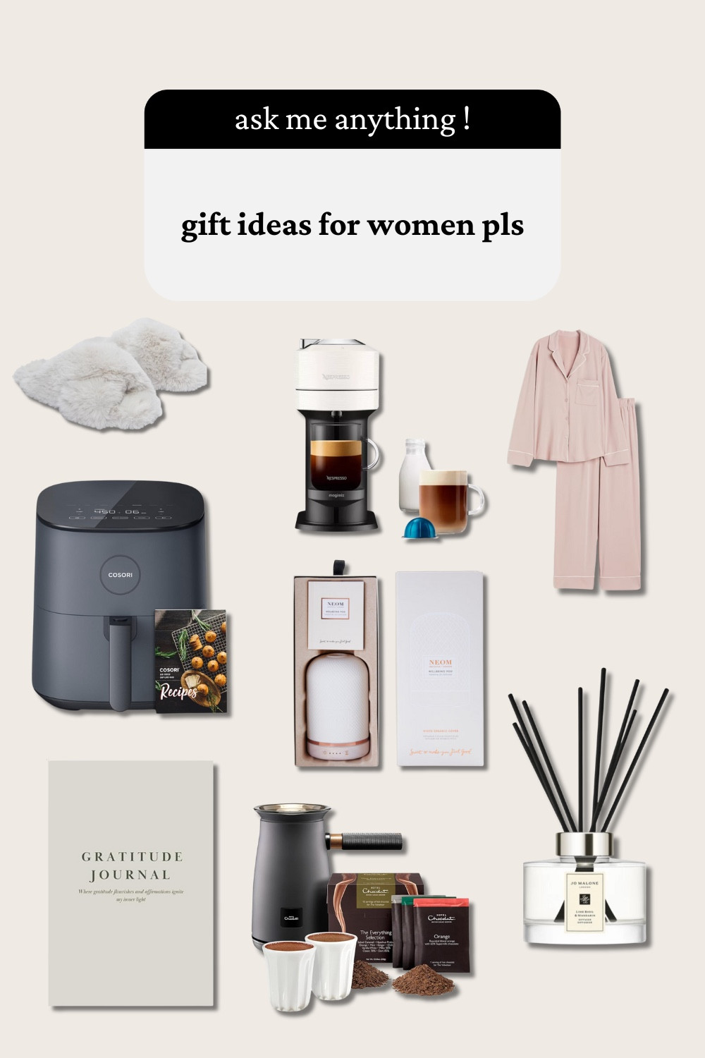 Cute gift ideas for her - air frier, comfy pj set, candle, diffuser, coffee machine, gratitude journal 

#LTKautumn #LTKeurope #LTKgiftguide
