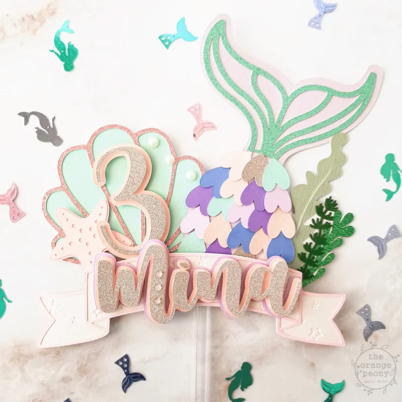 Mermaid Cake Topper, Under The Sea Cup Cake Toppers | Etsy (US)