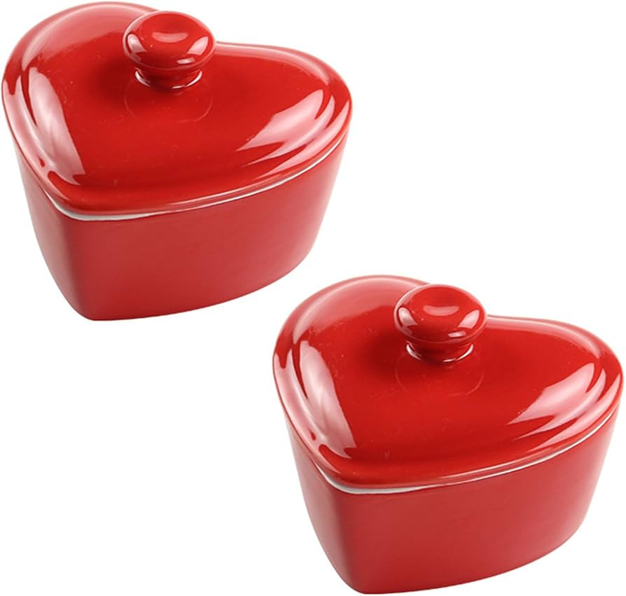 Heart Shaped Bowl, Dipping Sauce Cups 5OZ, Ramekins Oven Safe for Creme Brulee Fruit Candy Snack ... | Amazon (US)