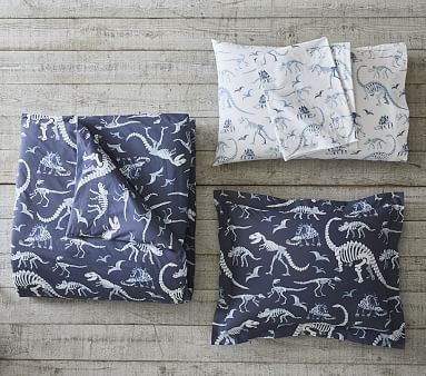 Glow-in-the-Dark Dino Bones Bedding Set | Pottery Barn Kids
