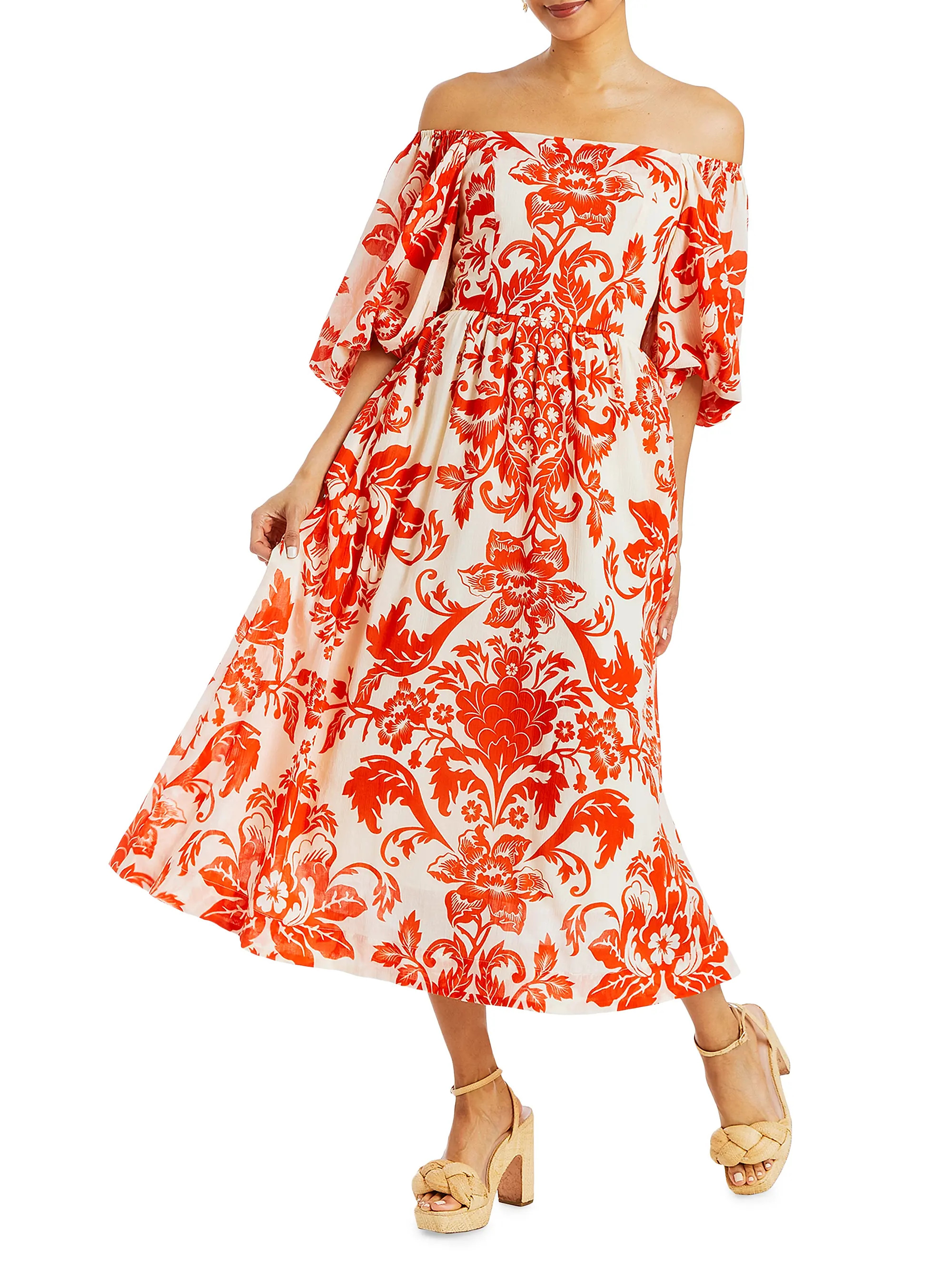 Delphine Printed Cotton Voile Midi-Dress | Saks Fifth Avenue