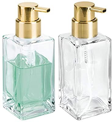 mDesign Modern Square Glass Refillable Foaming Hand Soap Dispenser Pump Bottle for Bathroom Vanit... | Amazon (US)
