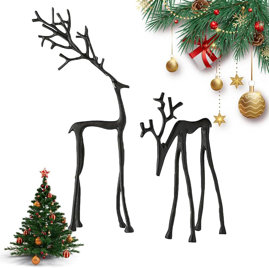 Black Reindeer Christmas Decor, Metal Reindeer Statues, Black Finish European-Style Modern Reinde... | Amazon (US)