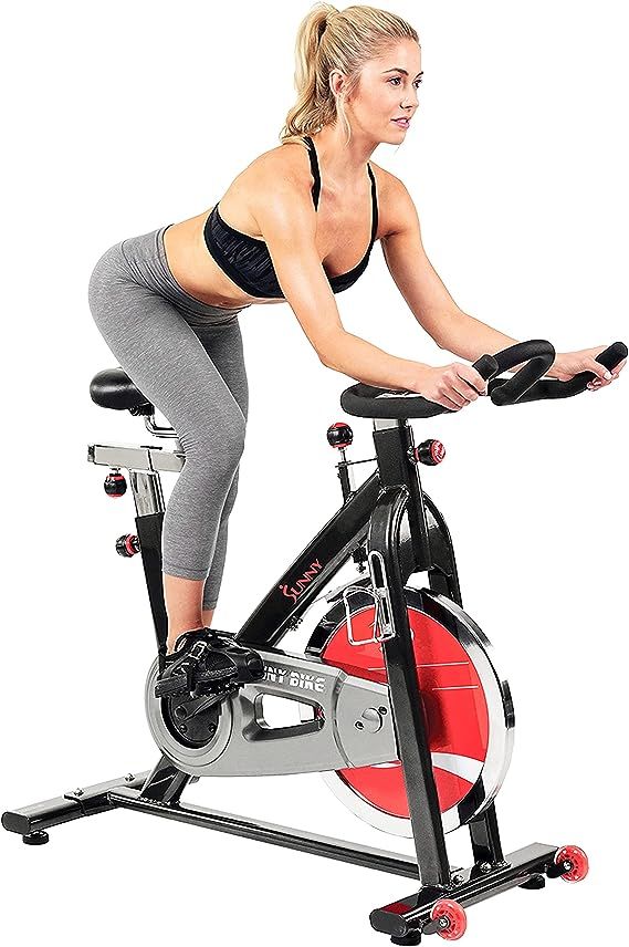 Sunny Health & Fitness Indoor Cycle Exercise Bike with Heavy Chrome 49 LB / 22 LB Flywheel | Amazon (US)