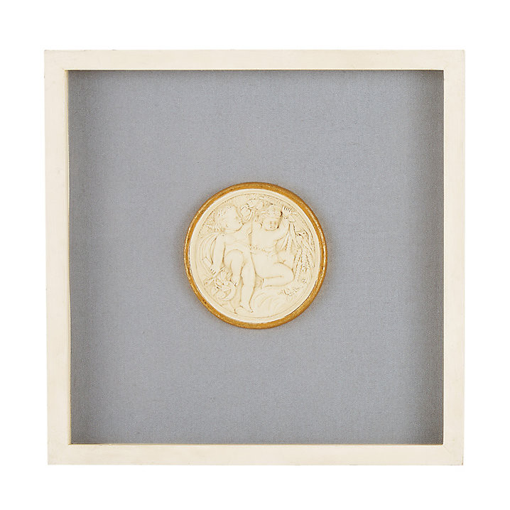 Valenti Framed Intaglio Art Set in Gray Blue with Antique White Resin & Glass Front | Ballard Designs, Inc.