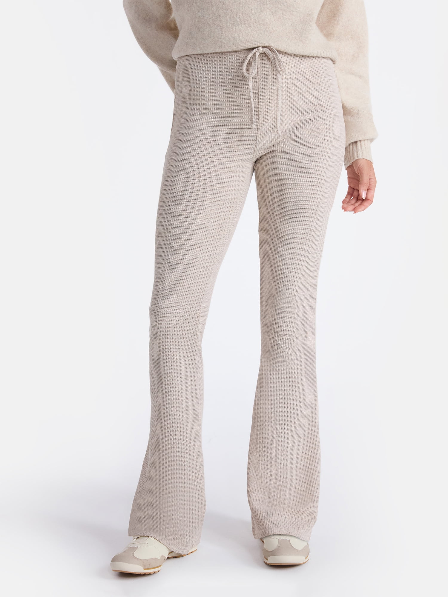 No Boundaries Brushed Back Waffle Knit Mini Bootcut Leggings, 32'' Inseam, Women’s | Walmart (US)