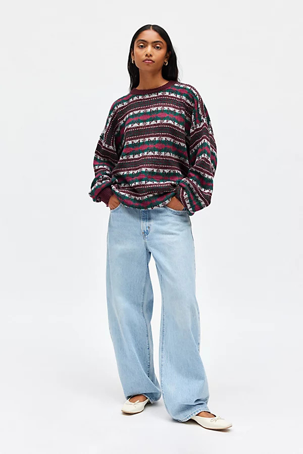 Urban Renewal Vintage Fairisle Sweater in Red, Women's at Urban Outfitters | Urban Outfitters (US and RoW)