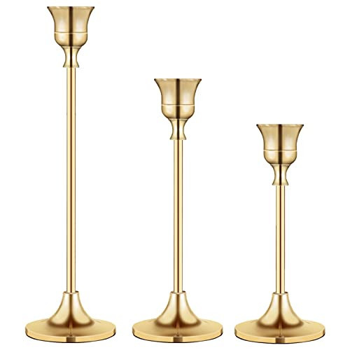 Candlestick Holders,Taper Candle Holder for Candlesticks Gold Brass Vintage Candle Stick Candle Holder Candelabra Candle Holder for Fireplace Party Dining Home | Amazon (US)