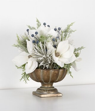 Southern Living Blue Christmas Collection Magnolia Faux Floral Arrangement | Dillard's | Dillard's