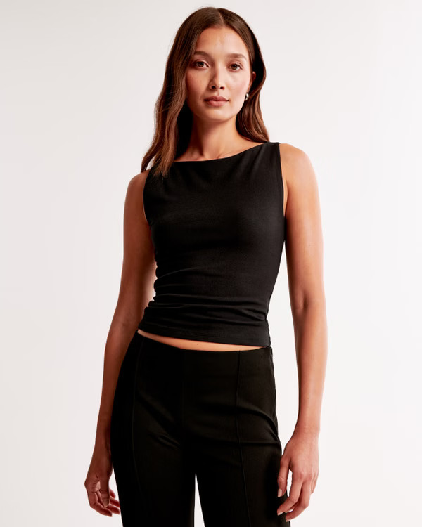 Cotton-Blend Seamless Fabric Squareneck Tank | Abercrombie & Fitch (US)