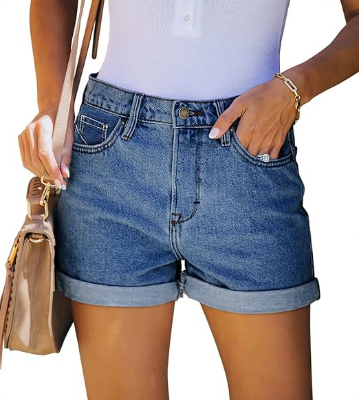 CHICZONE Womens Mid-High Rise Ripped Jean Shorts Distressed Stretchy Denim Shorts | Amazon (US)