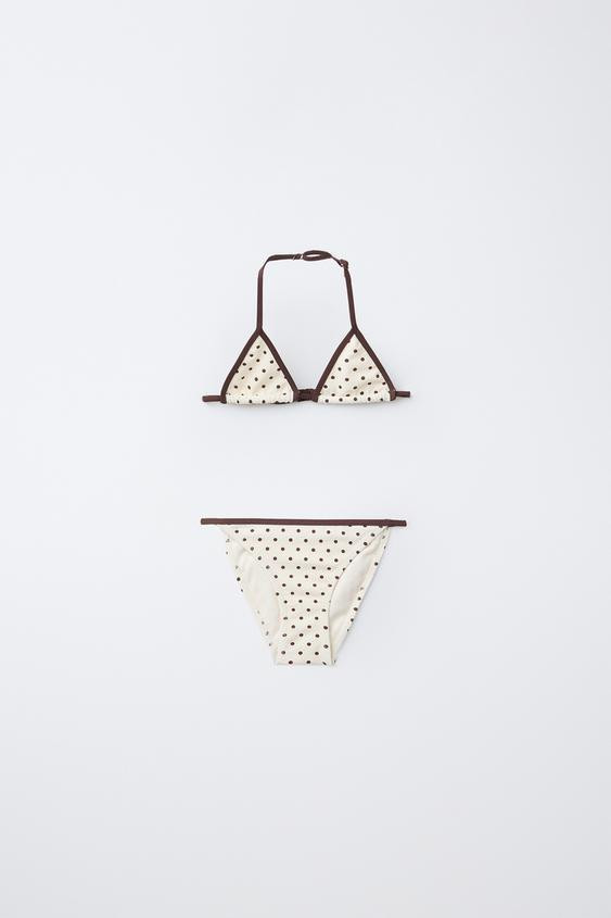 6-14 YEARS/ TRIANGLE POLKA DOT TEXTURED BIKINI | Zara US