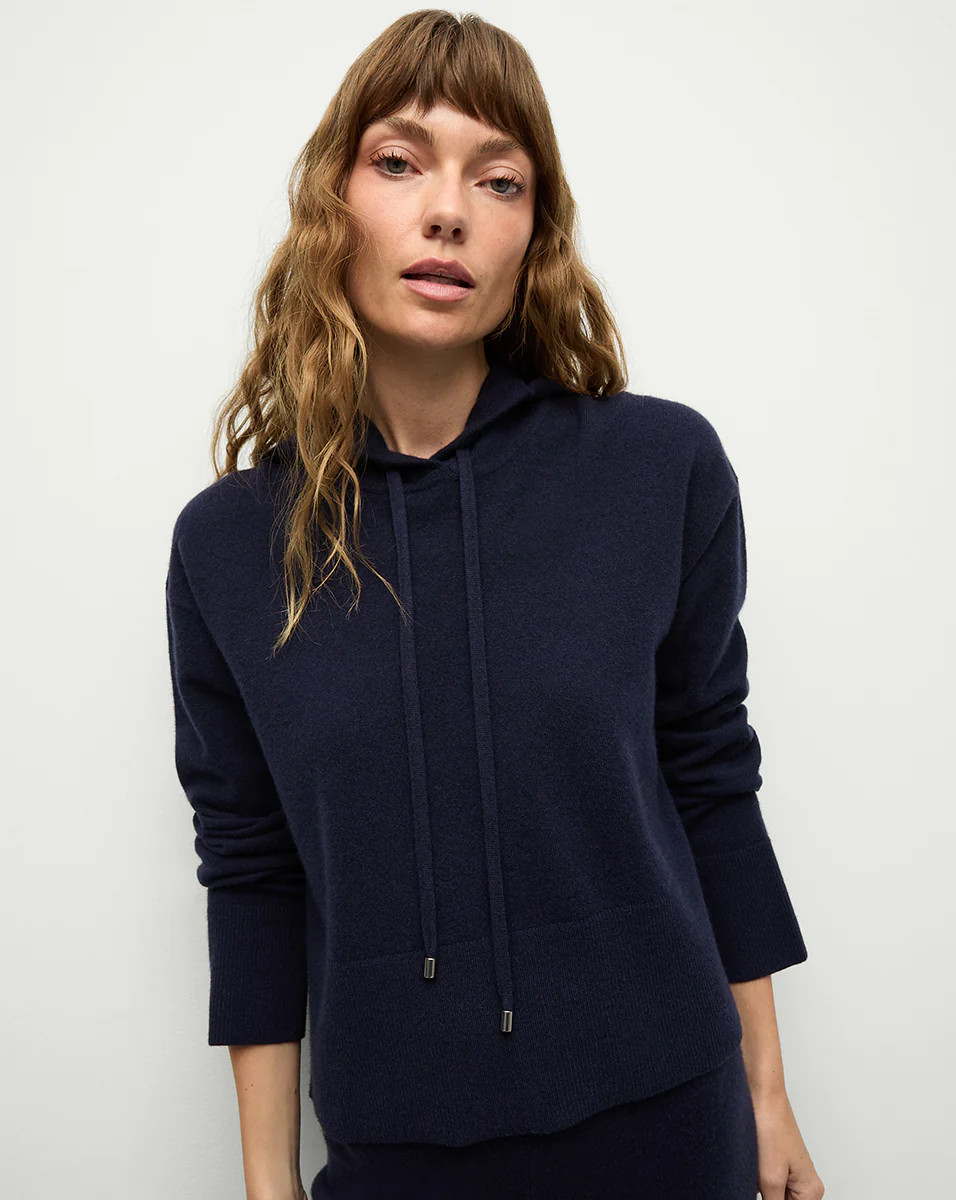 Billy Merino Cashmere Hoodie in Navy | Veronica Beard | Veronica Beard