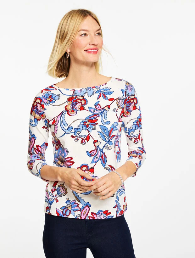 Bateau Neck Tee - Jacobean Fantasia | Talbots