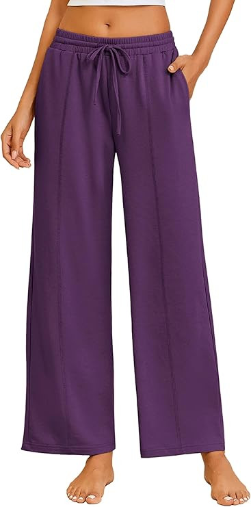 Ekouaer Women's Wide Leg Yoga Pants Elastic Waist Sweatpants Drawstring Pajama Bottoms Comfy Loun... | Amazon (US)